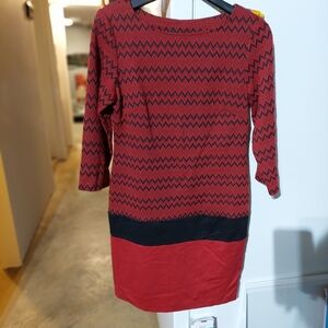 Red and Black Chevron Dress